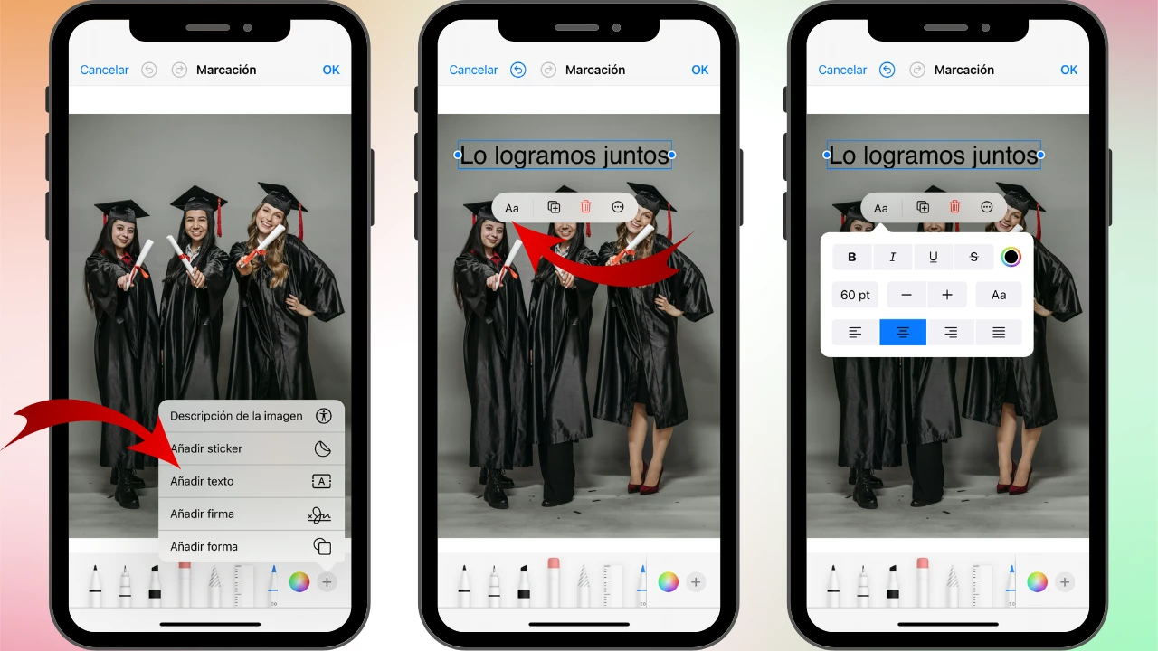como poner texto en una foto iphone