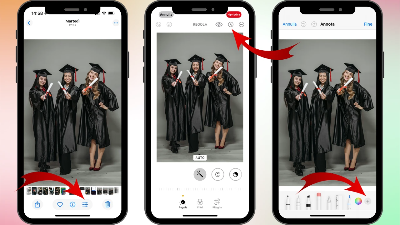 aggiungere testo a foto iphone