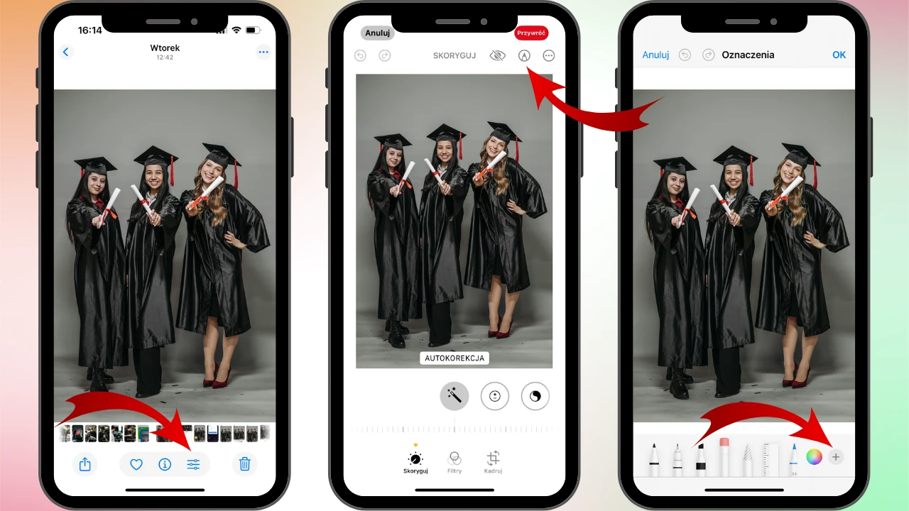 dodać tekst do zdjęcia iphone