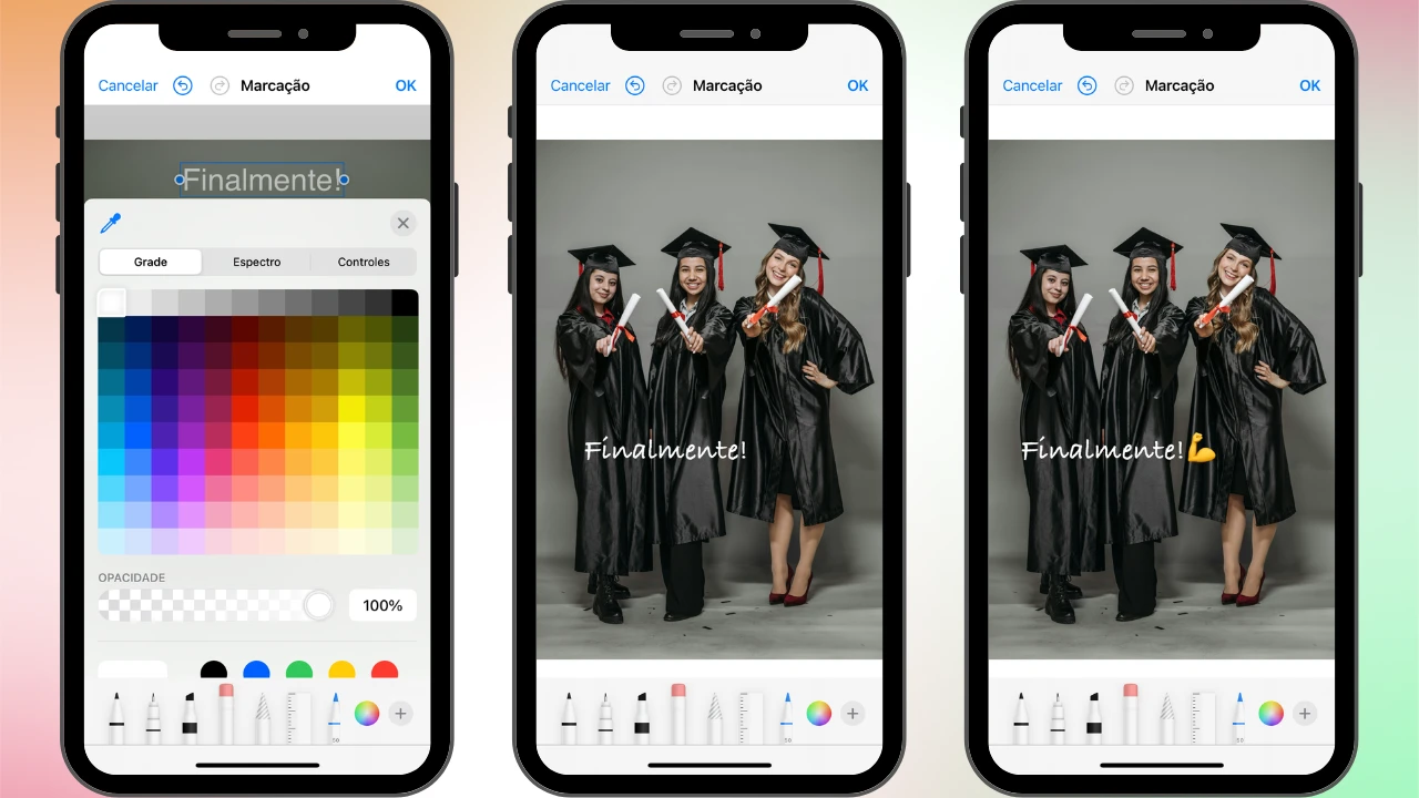 como escrever na foto no iphone