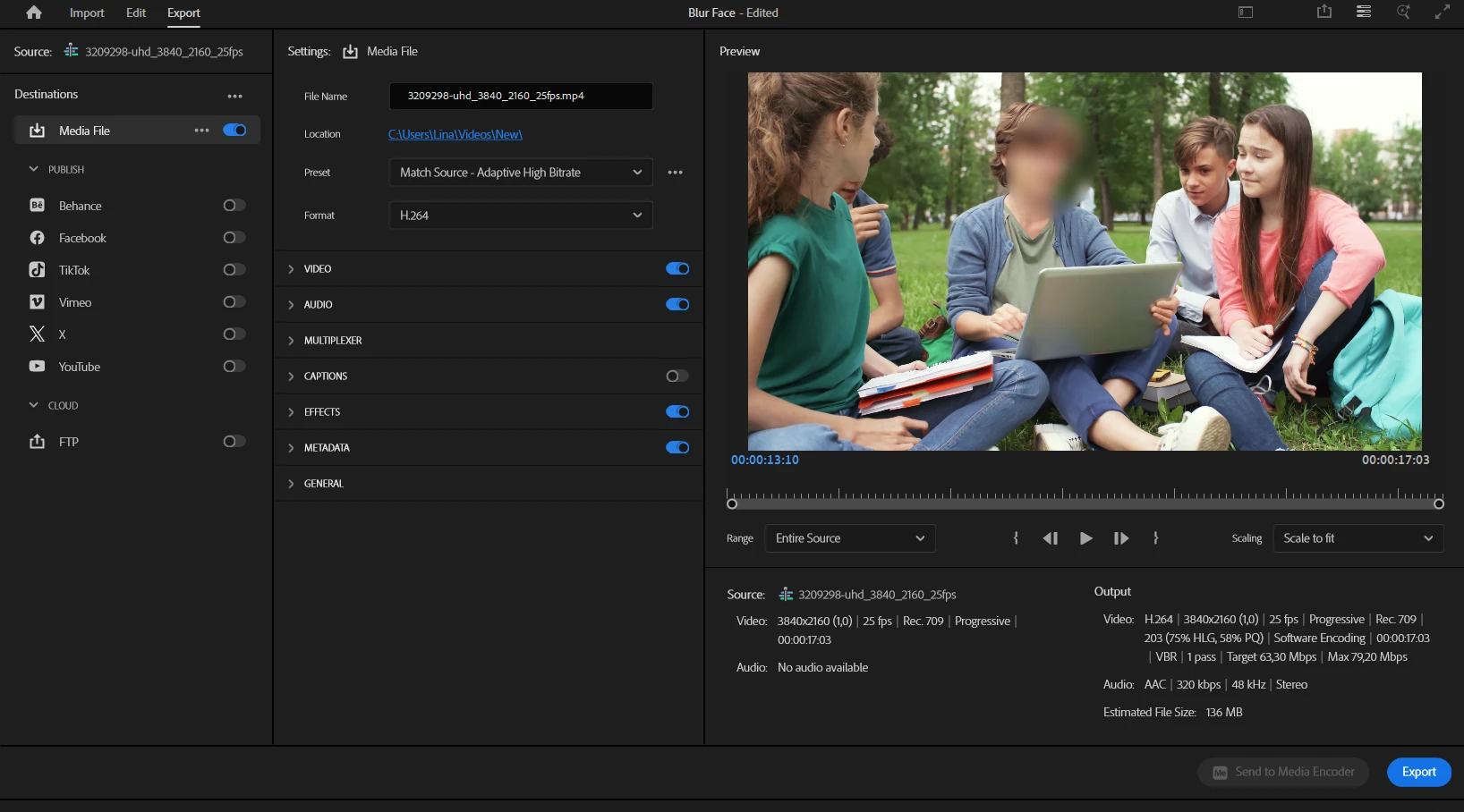 Blur a Face in a Video using Adobe Premiere Pro