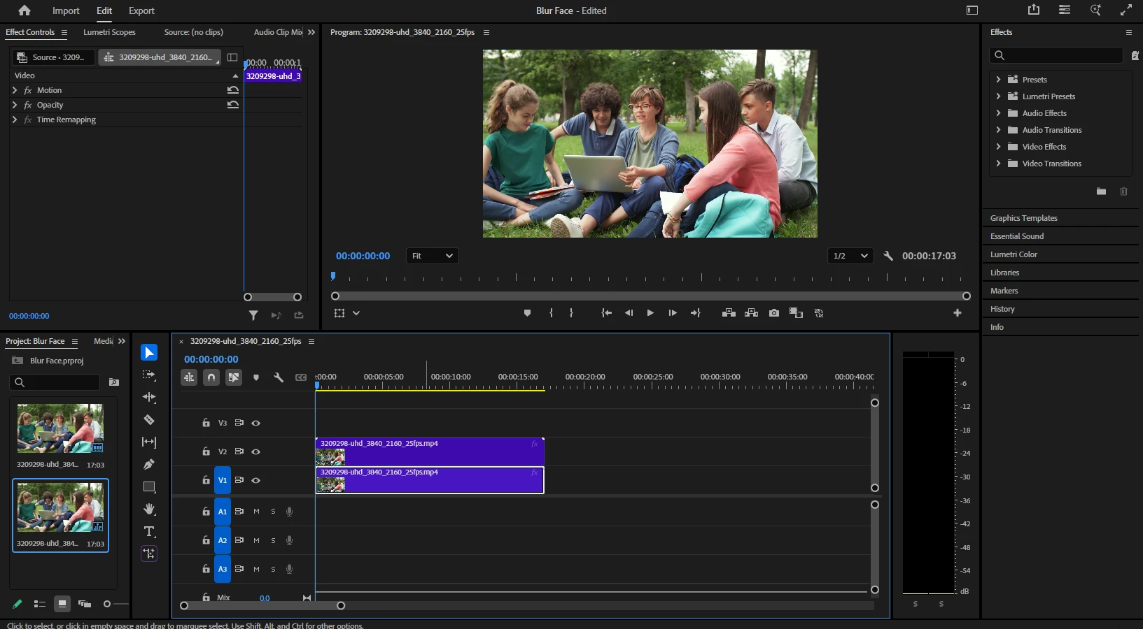 Blur a Face in a Video using Adobe Premiere Pro
