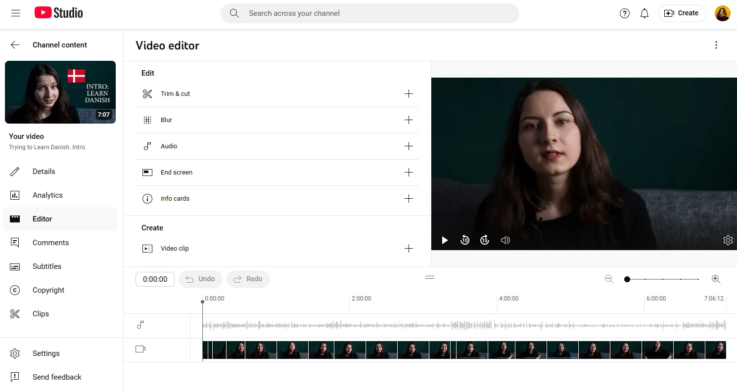 Blur a Face in a Video using YouTube Studio