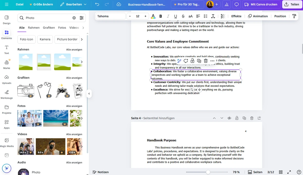 Mit Canva PDFs bearbeiten