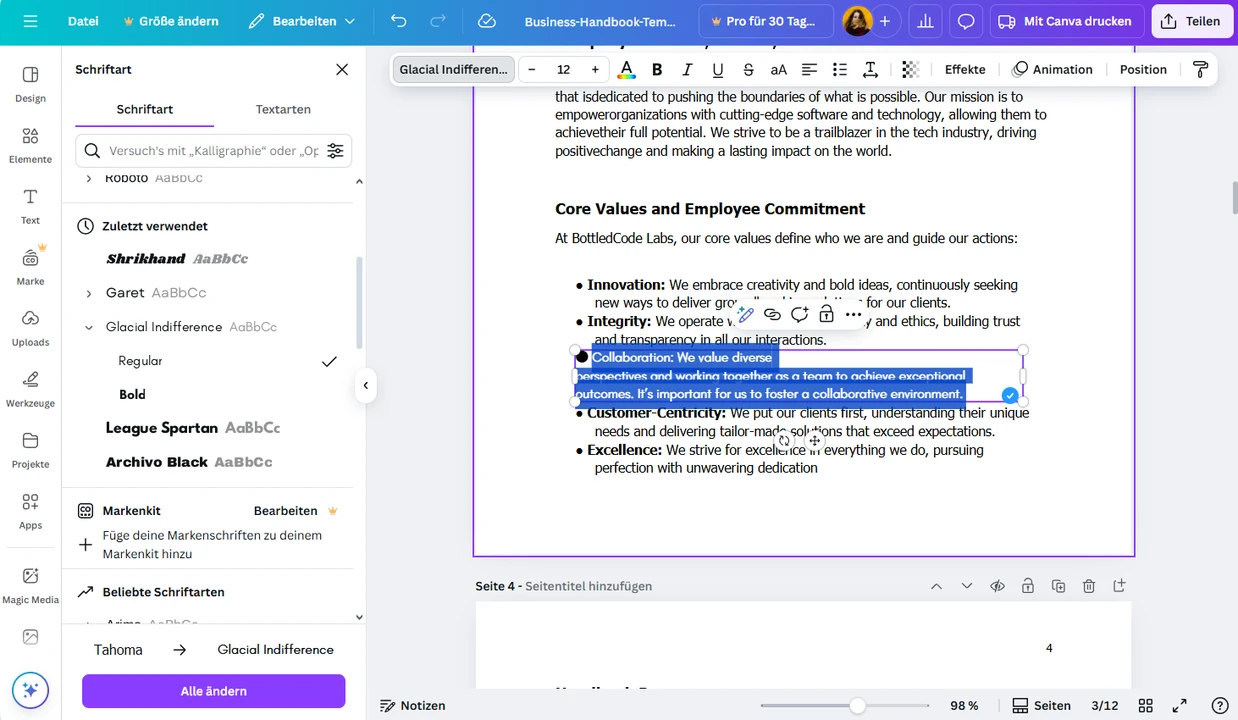 Mit Canva PDFs bearbeiten