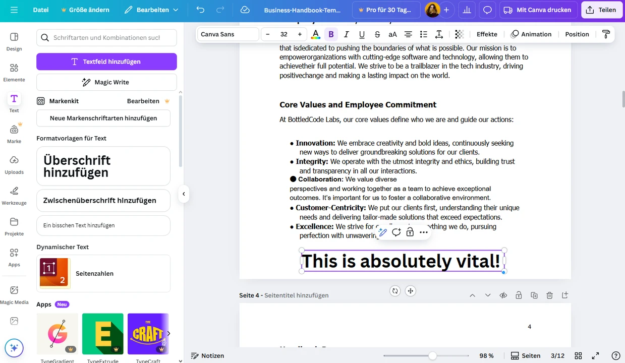 PDF mit Canva bearbeiten