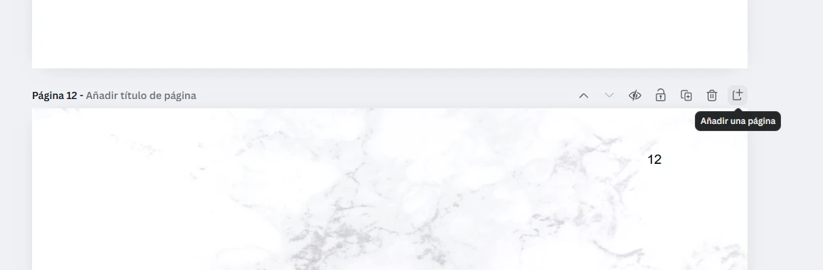 añadir página en Canva