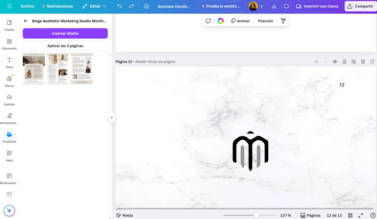 añadir una página desde otro PDF en Canva