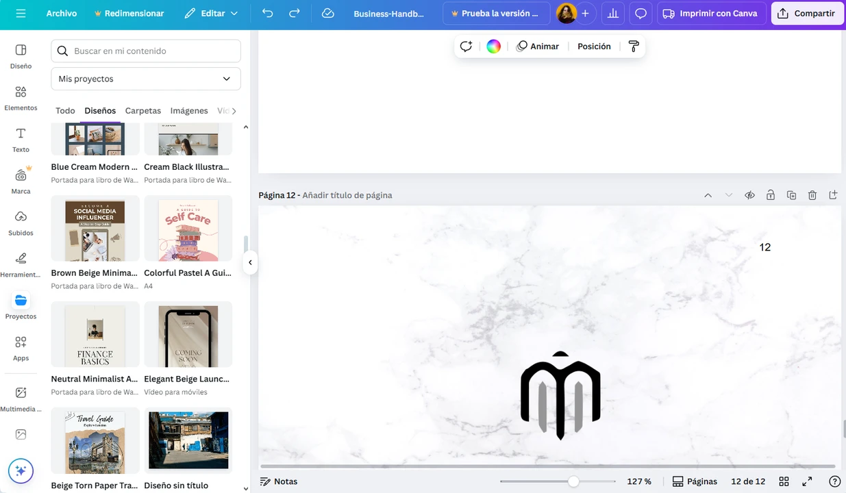 añadir una página desde otro PDF en Canva