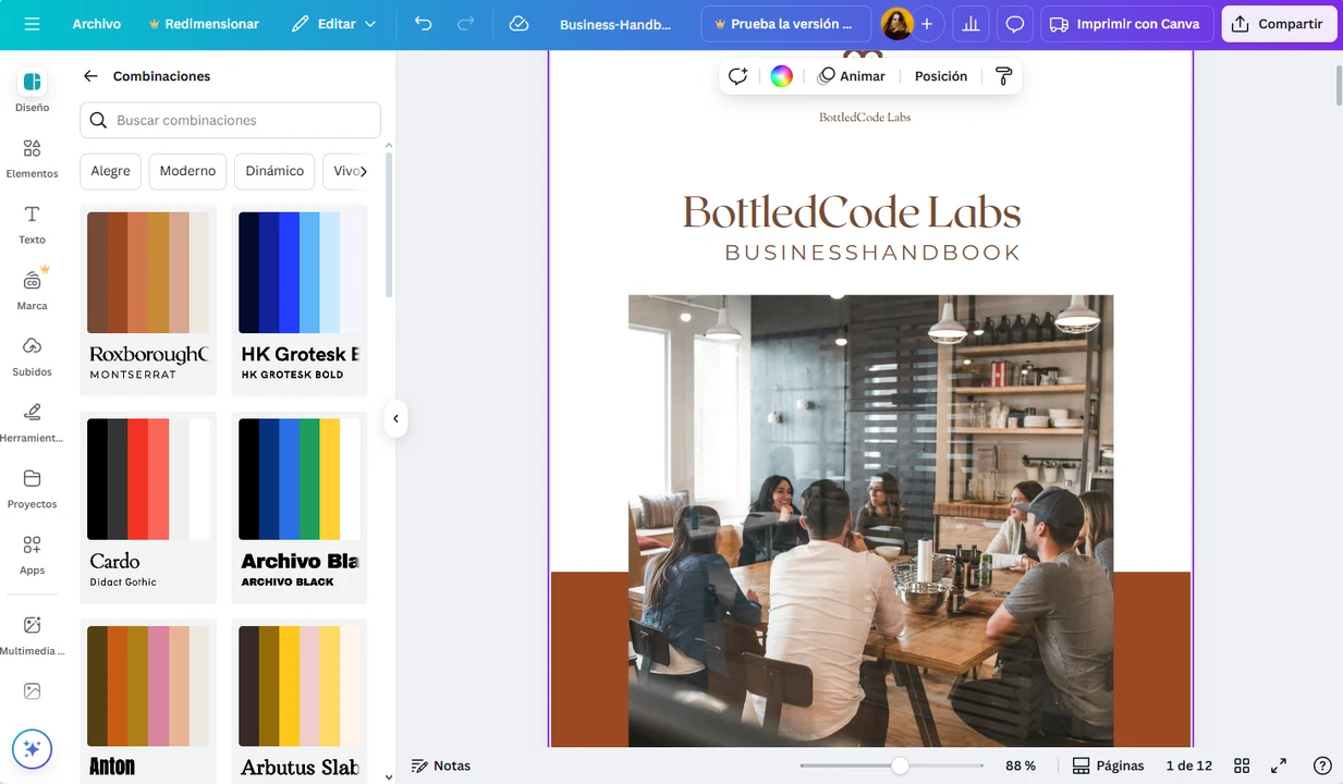 Editor de PDF en línea de Canva