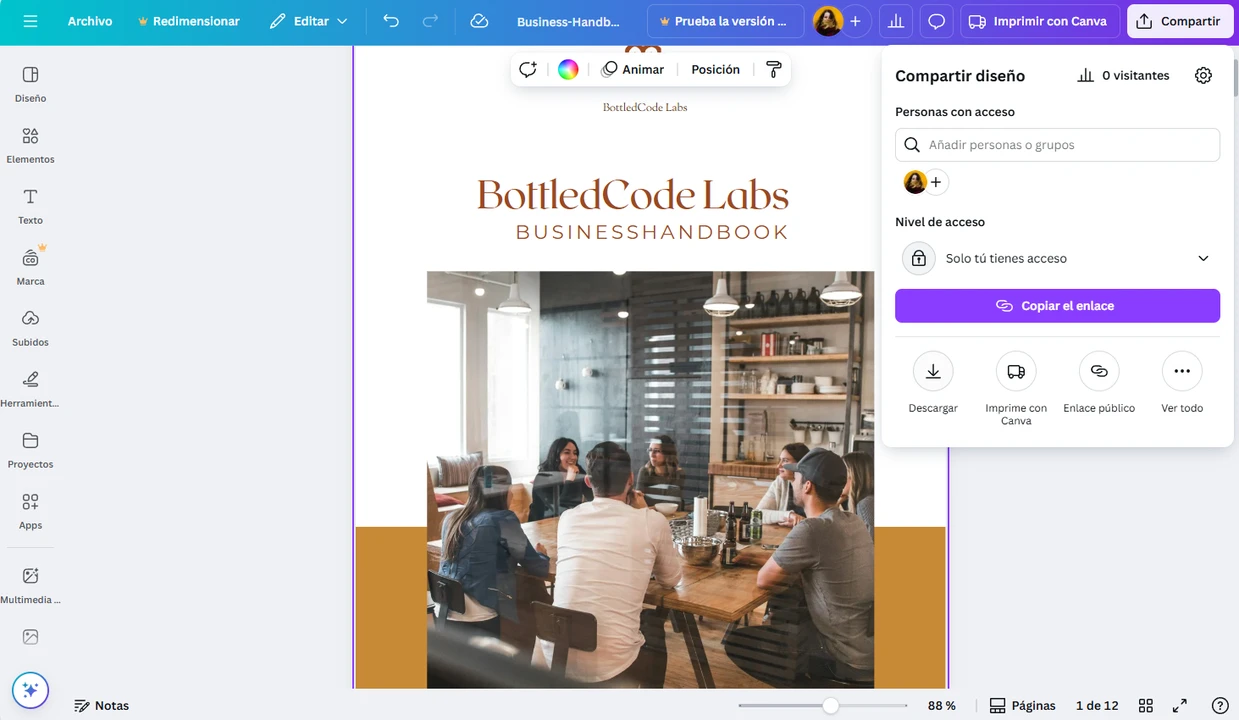 Editor de PDF en línea de Canva