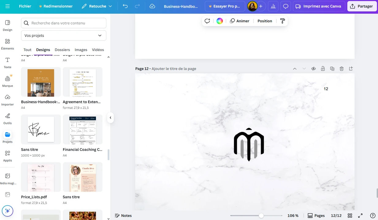Ajouter une page depuis un autre PDF dans Canva