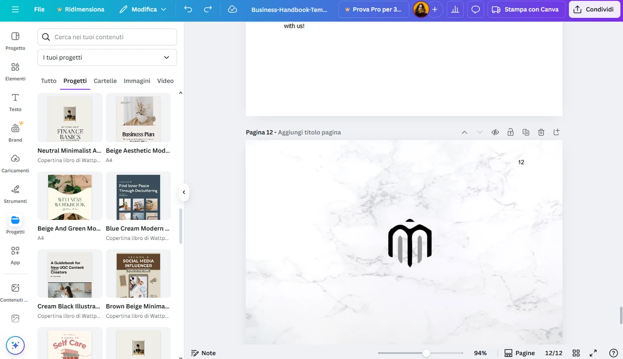 Aggiungere una pagina da un altro PDF in Canva