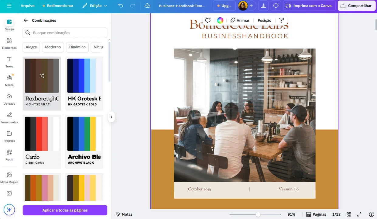 Editor de PDF online do Canva