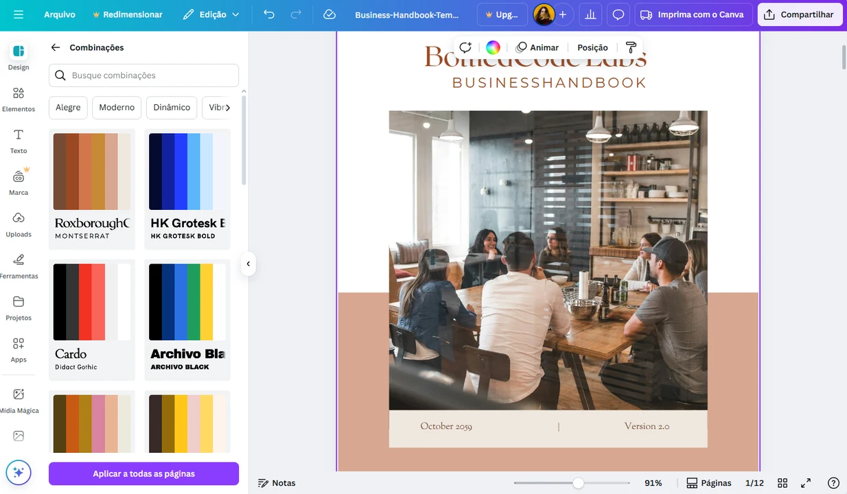 Editor de PDF online do Canva
