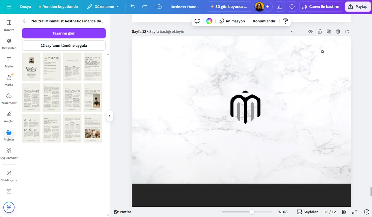 Başka bir PDF’den sayfa ekle – Canva