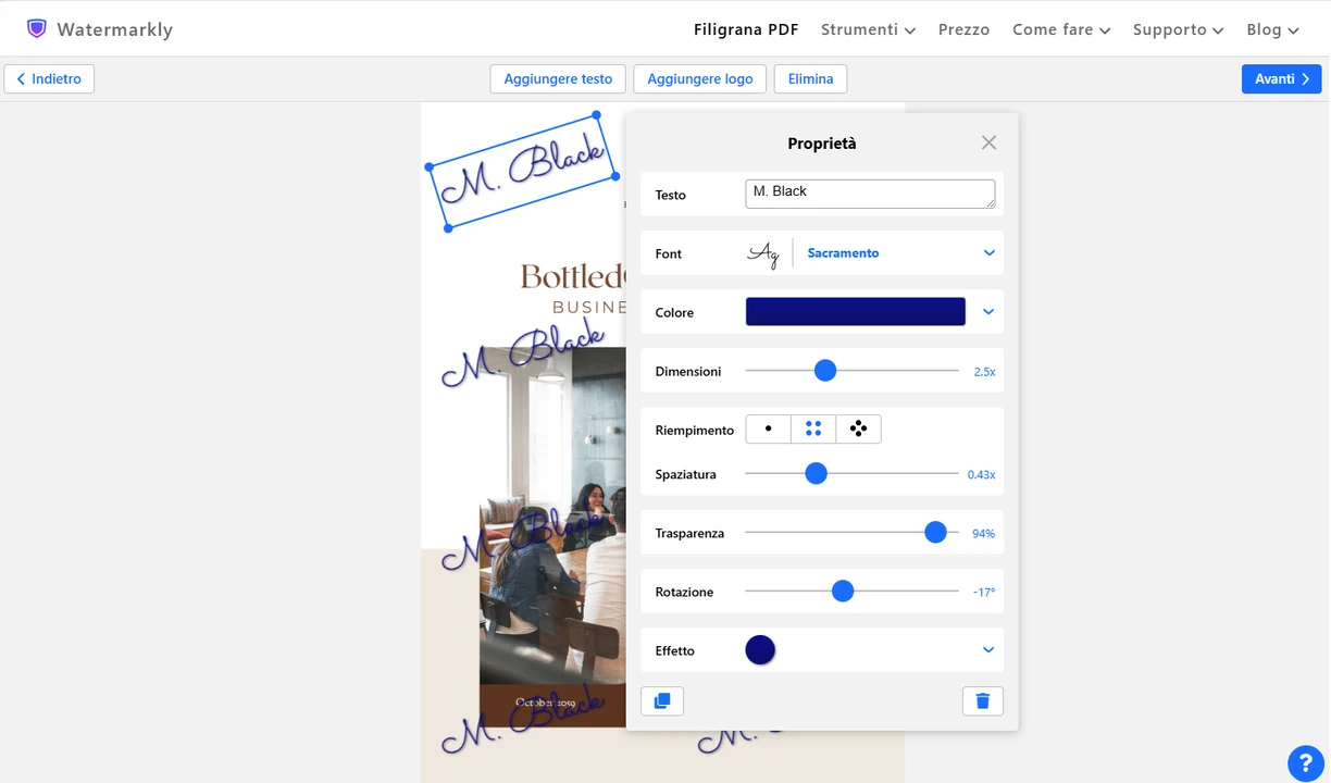 aggiungere filigrana al PDF