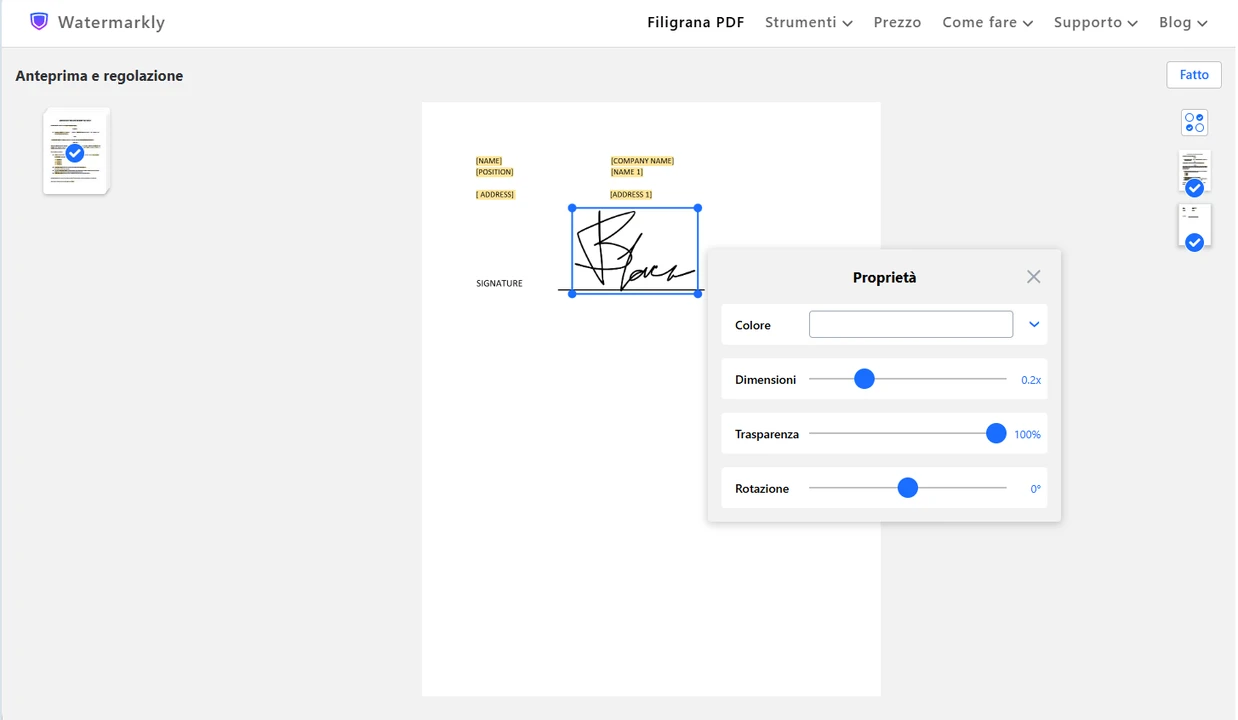 aggiungere filigrana al PDF