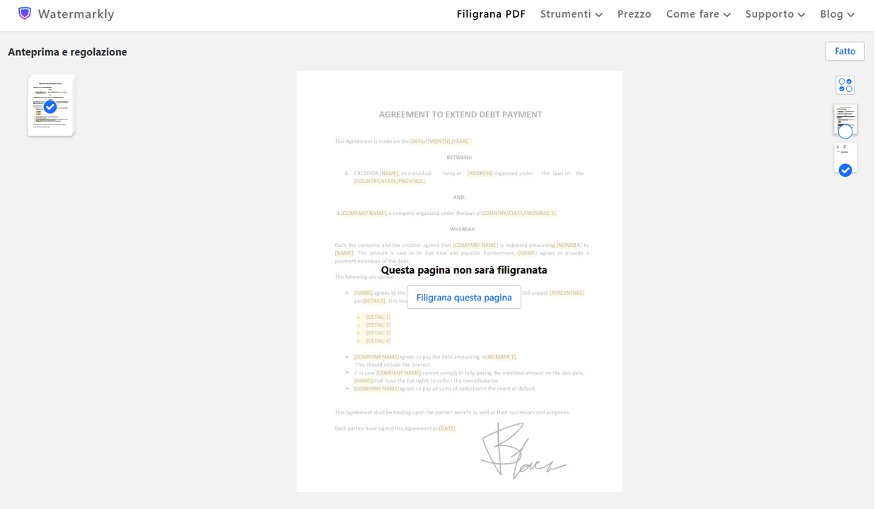aggiungere filigrana al PDF