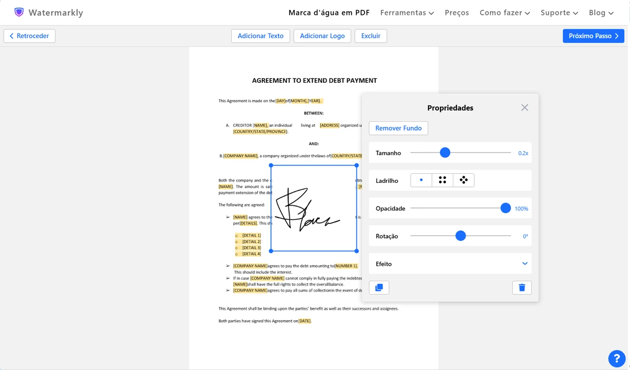 colocar marca d'água em pdf