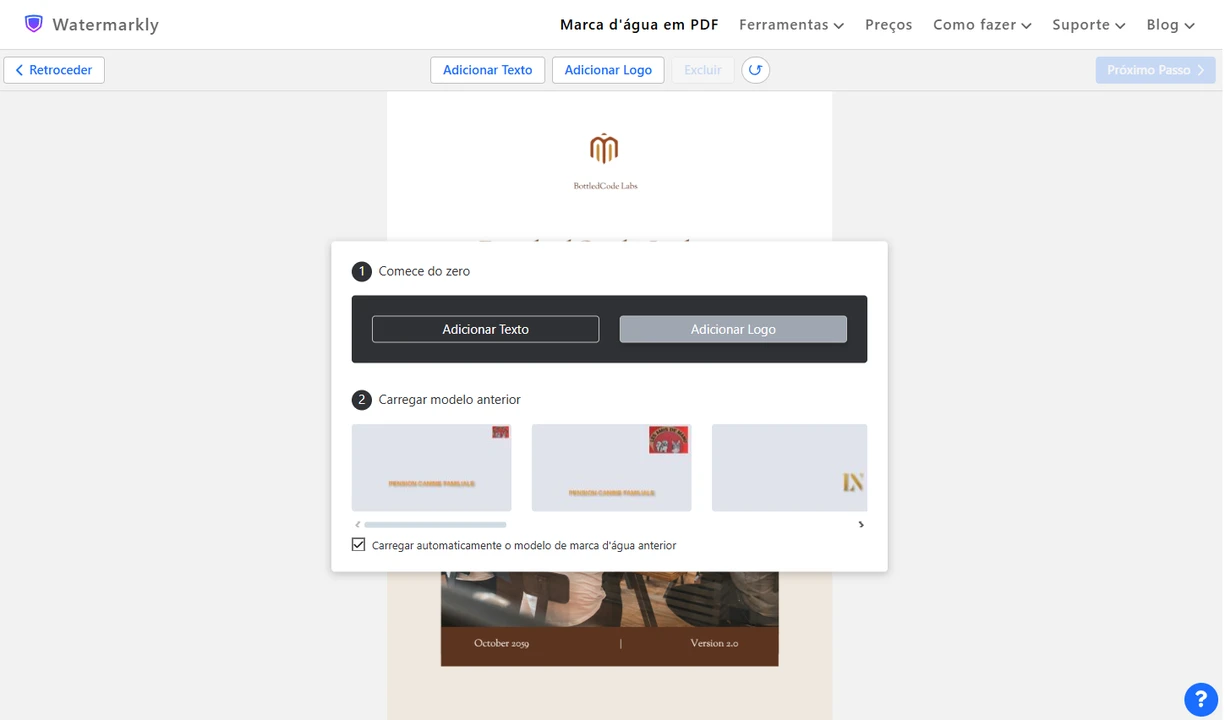 colocar marca d'água em pdf