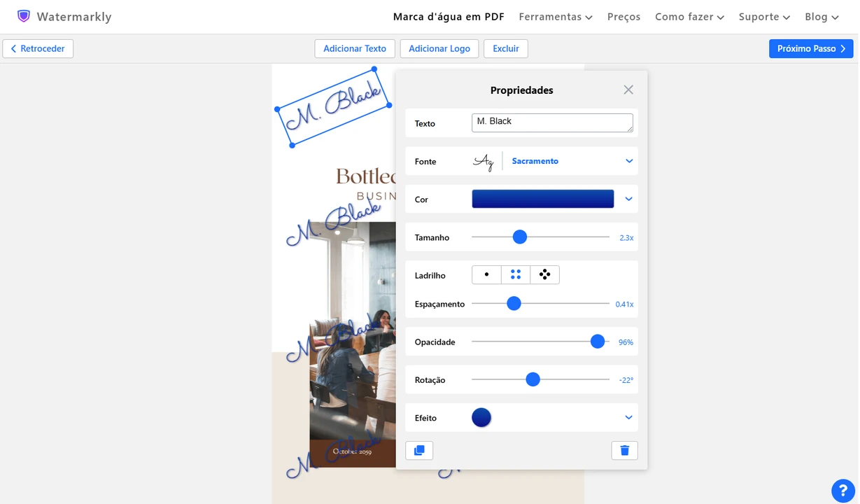 adicionar marca d'água pdf