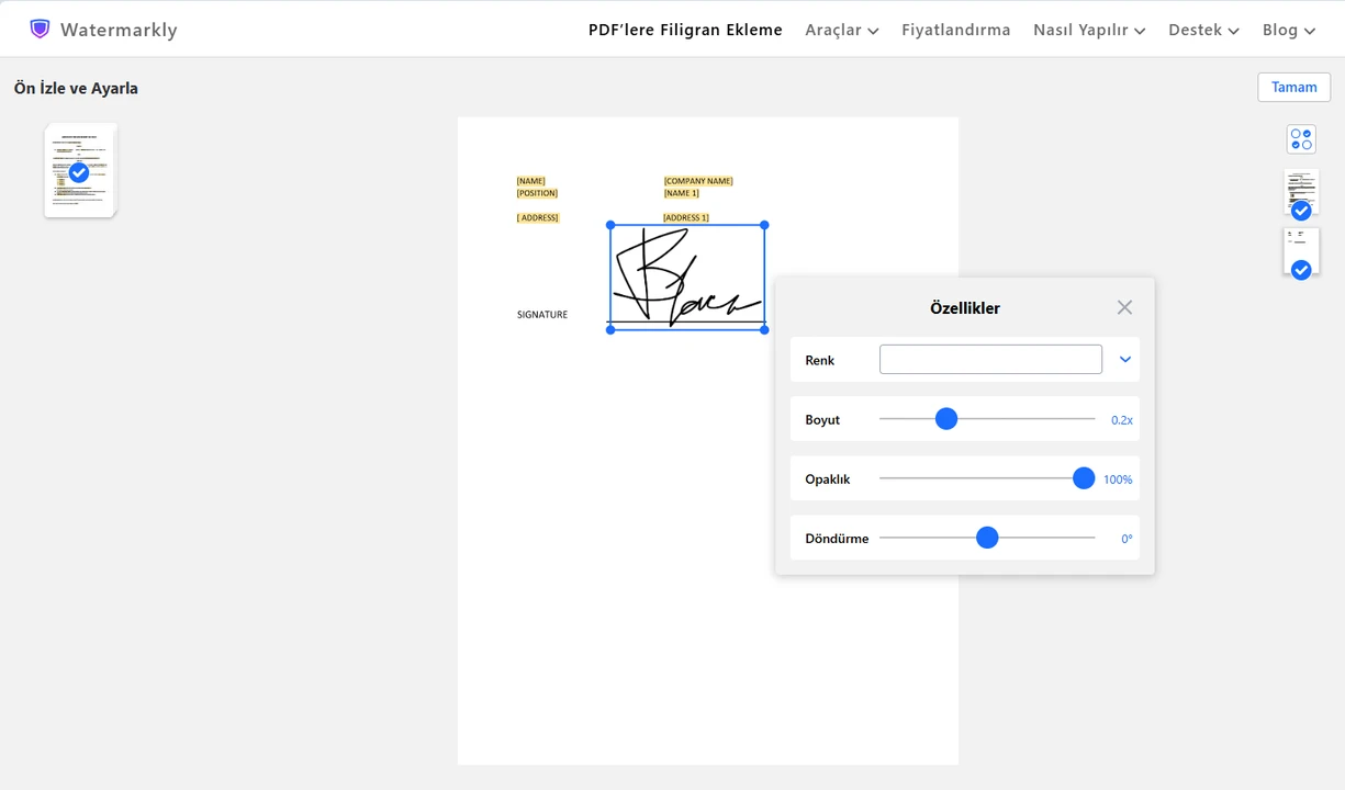 pdf filigran ekleme