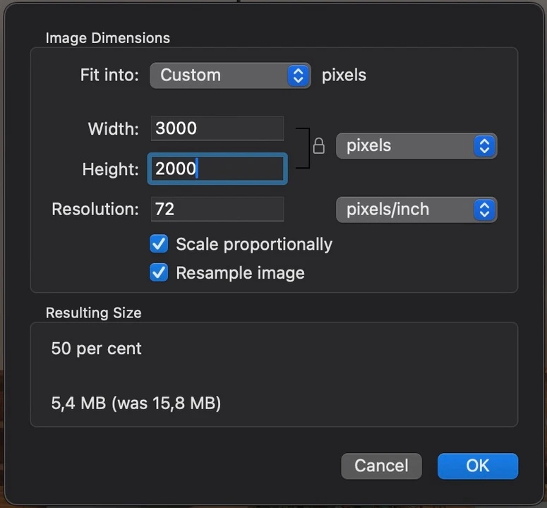 how to compress an image on mac by resizing