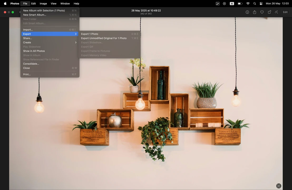 how to compress an image on mac in Photos
