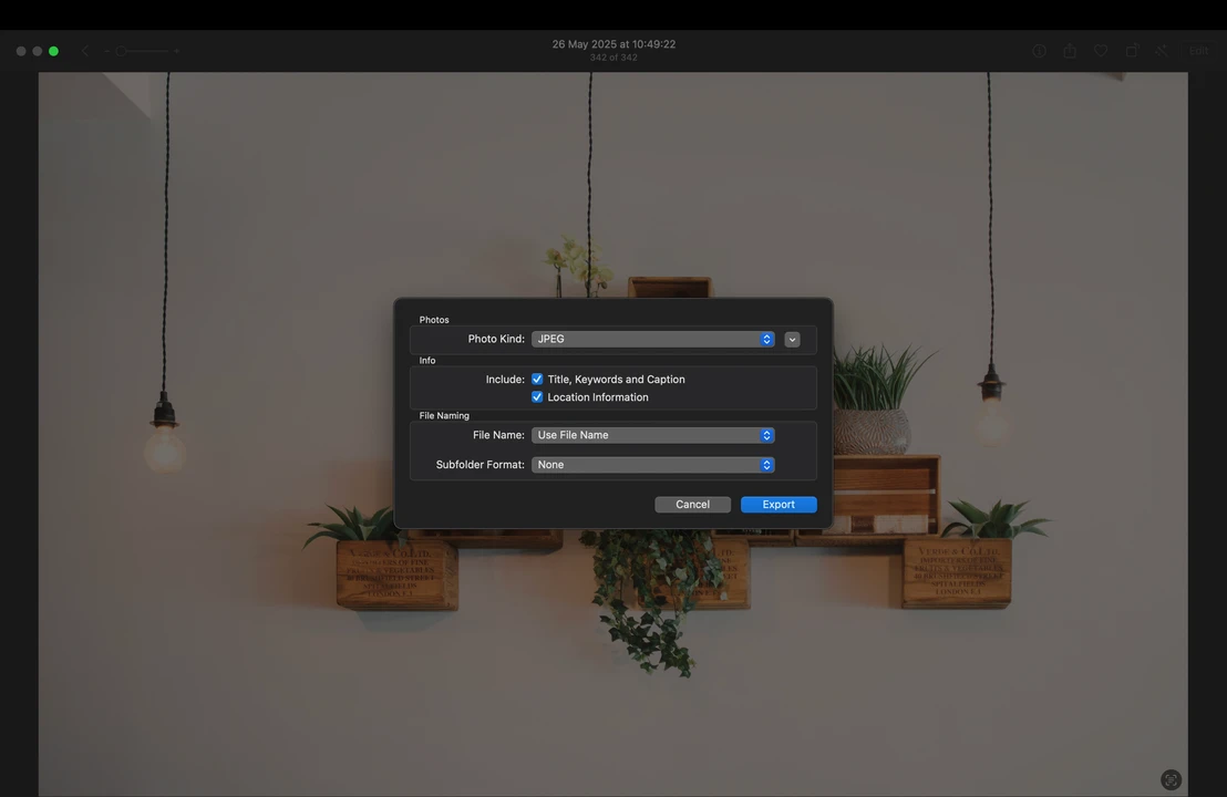 how to compress an image on mac in Photos