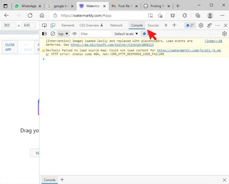 Open Console in Google Chrome