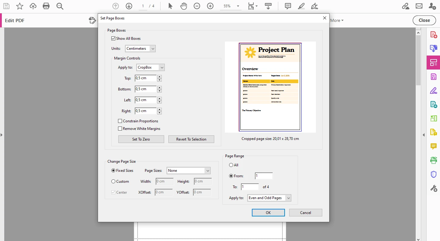 How to crop multiple pages in a PDF in Adobe Acrobat