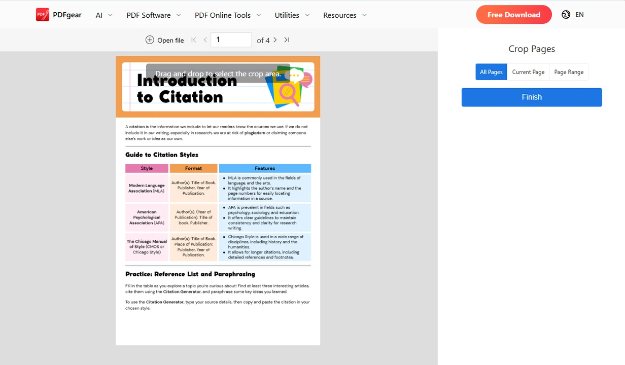 How to Crop a PDF on Windows using PDFgear online