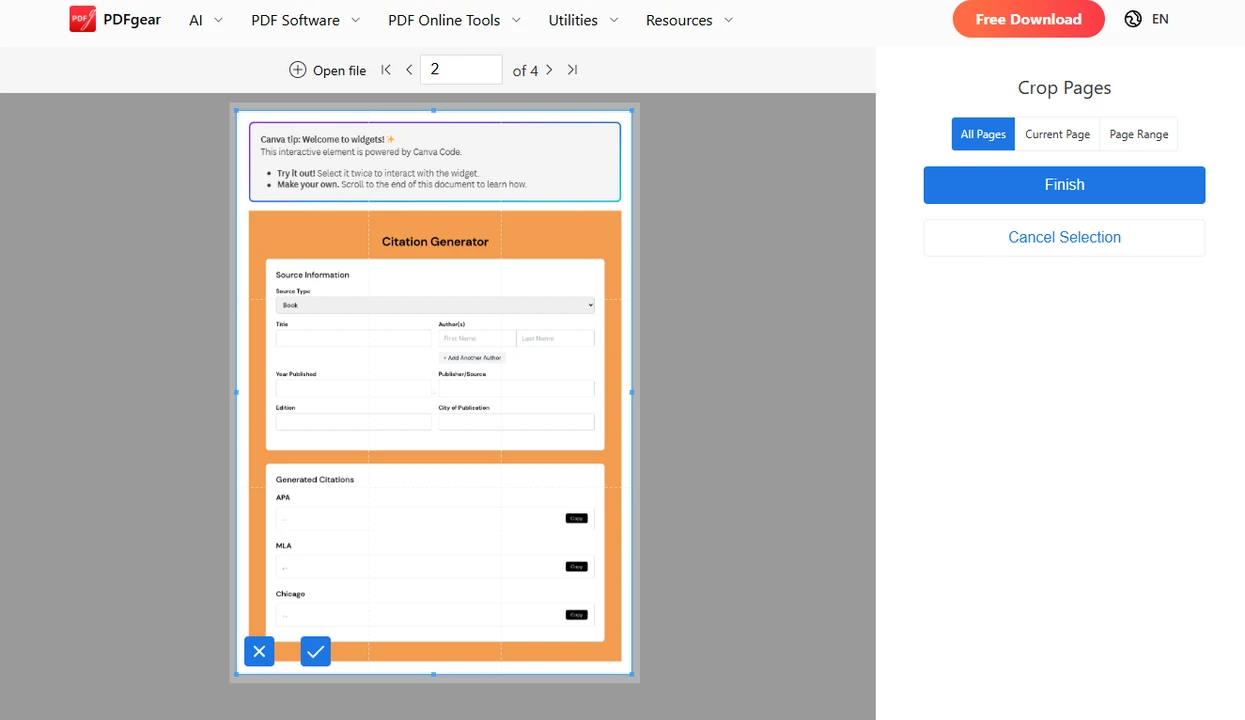 How to Crop a PDF on Windows using PDFgear online