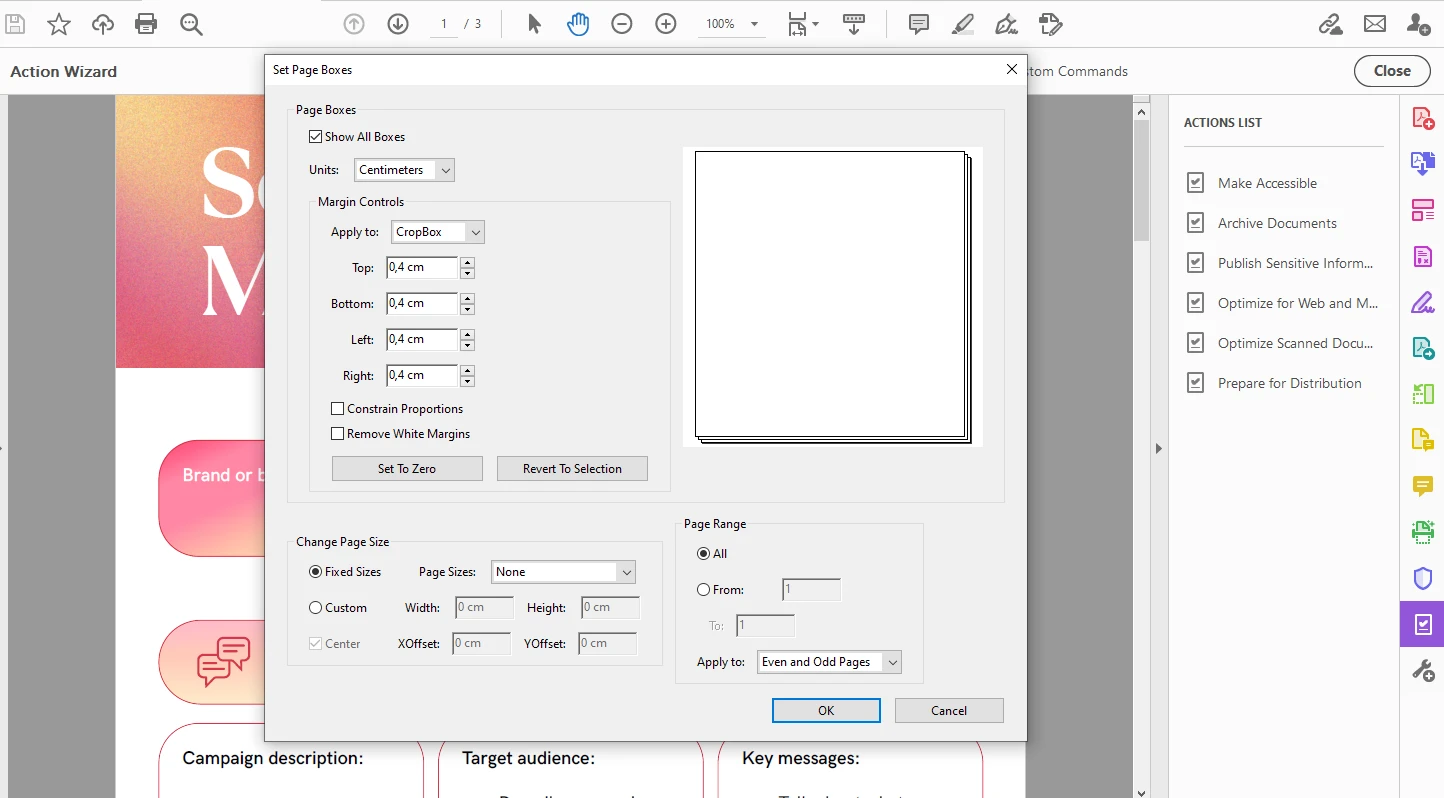 How to crop multiple PDFs in Adobe Acrobat