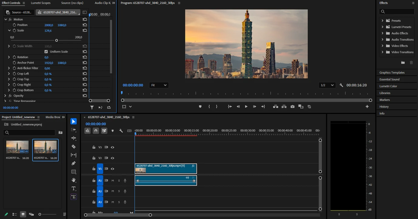 how to crop a video in premiere