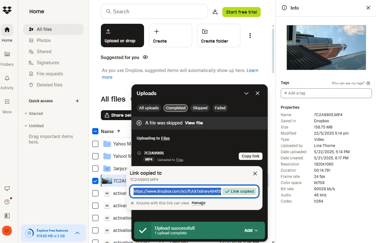 how to send a large video through email