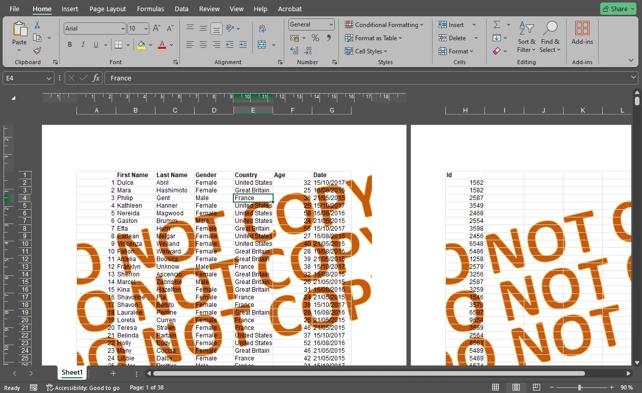 How to Insert Repeated Watermarks in Excel
