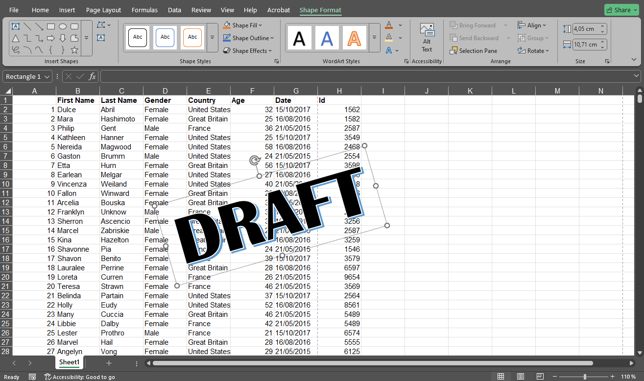 How to Add Watermark in Excel