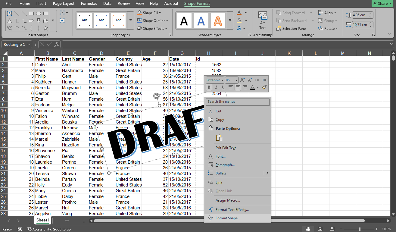 How to Add Watermark in Excel