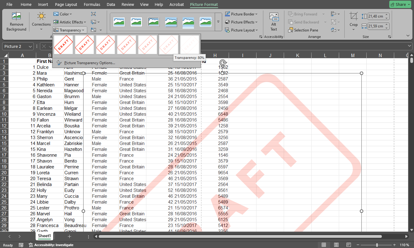 How to Add Watermark in Excel