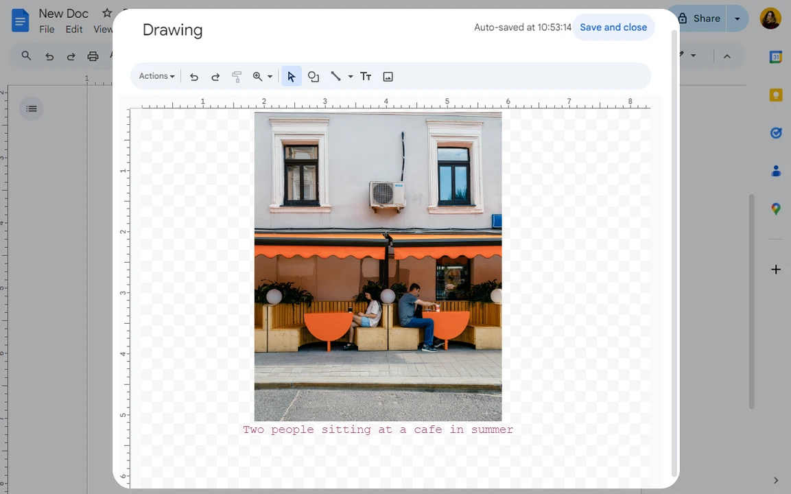 Add a Caption to an Image in Google Docs Using Drawing