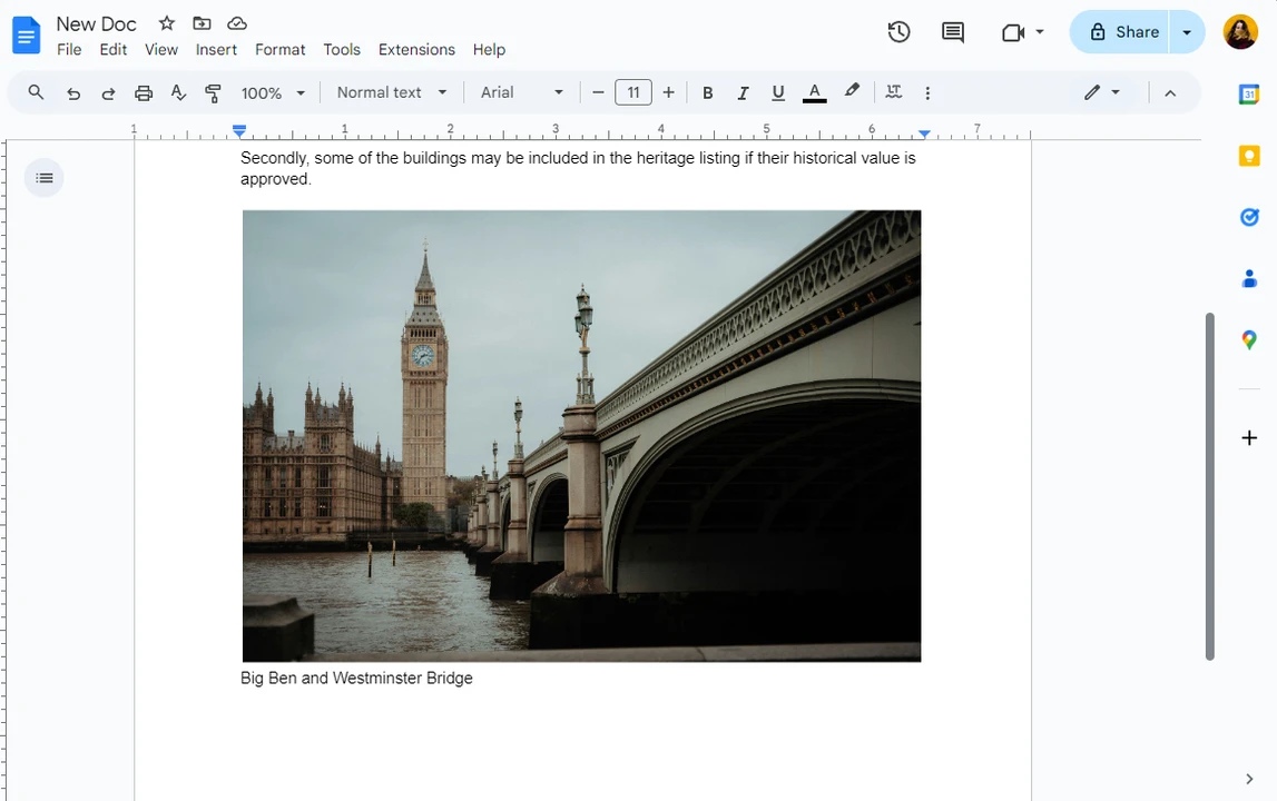 how to add caption to image in google docs