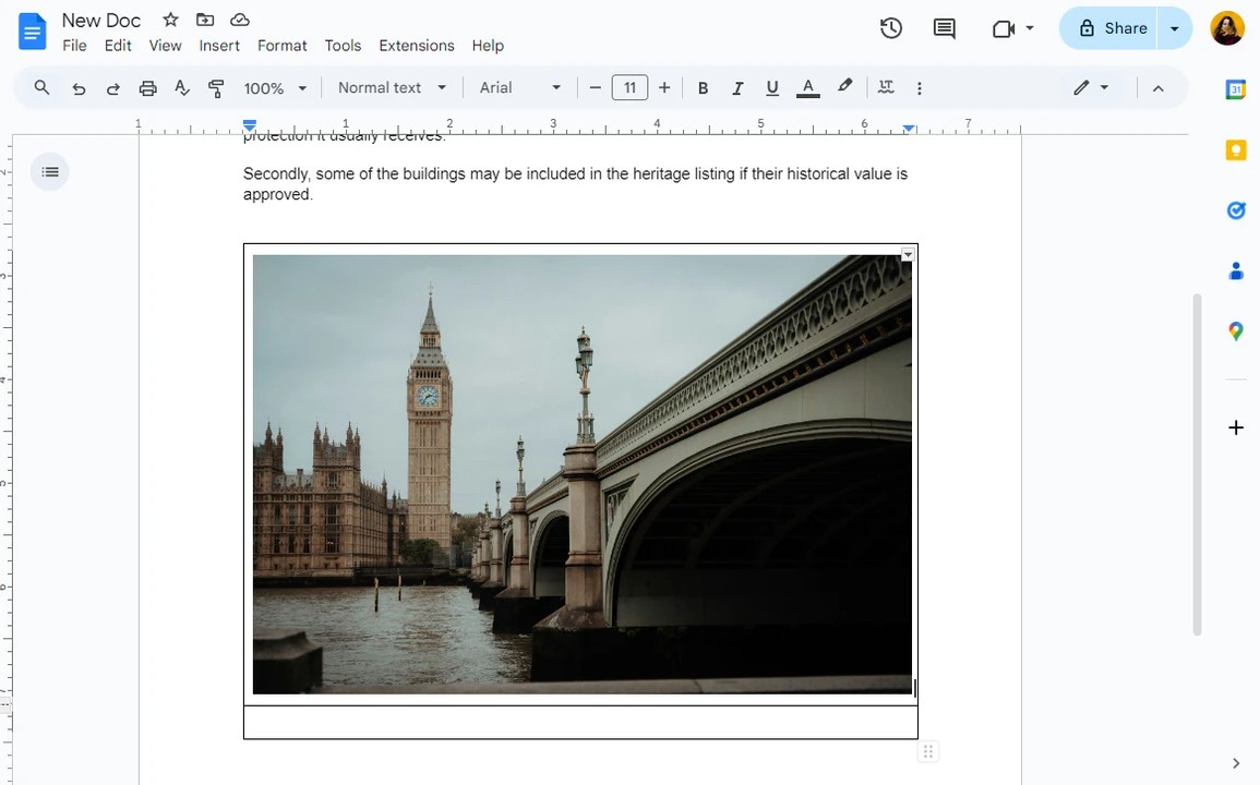 google docs add caption to image