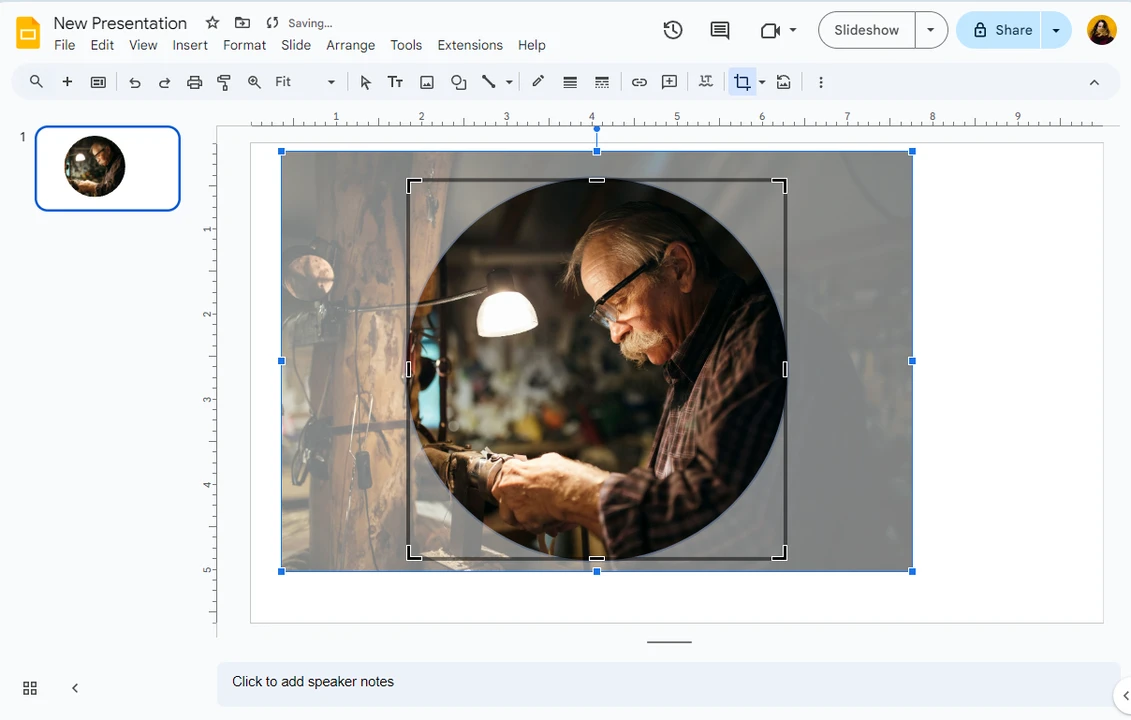 how to make an image into a circle in google slides