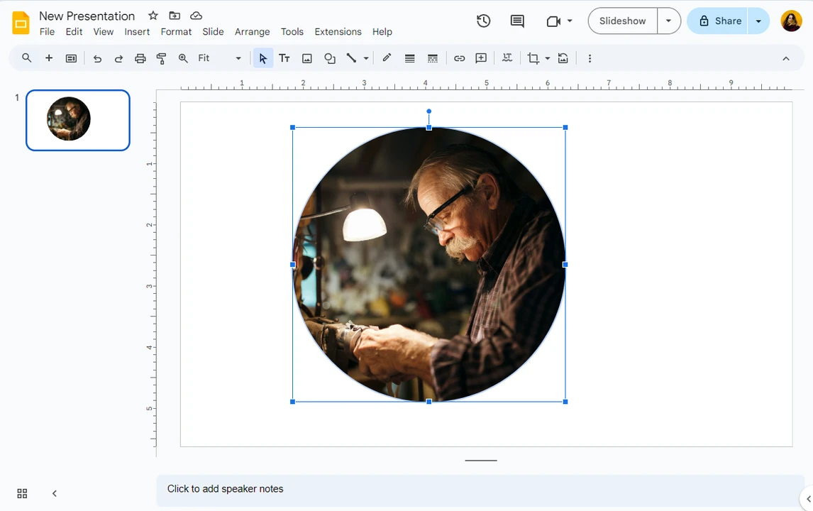 how to make an image a circle in google slides