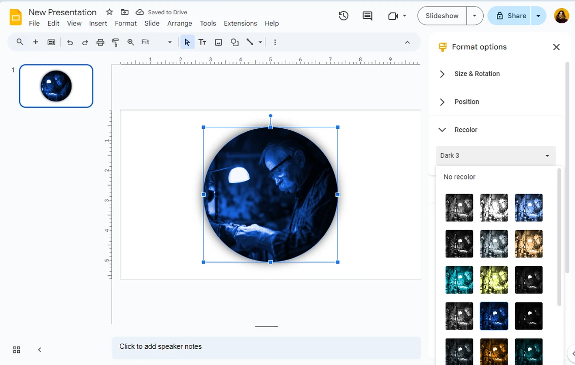 how to make an image a circle in google slides