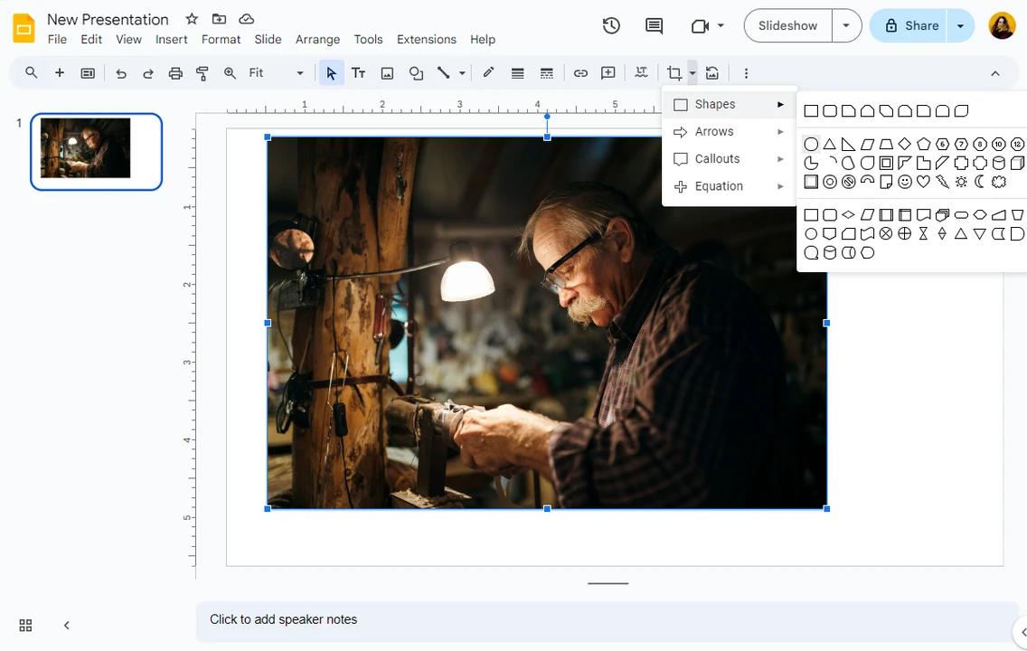 how to make an image a circle in google slides