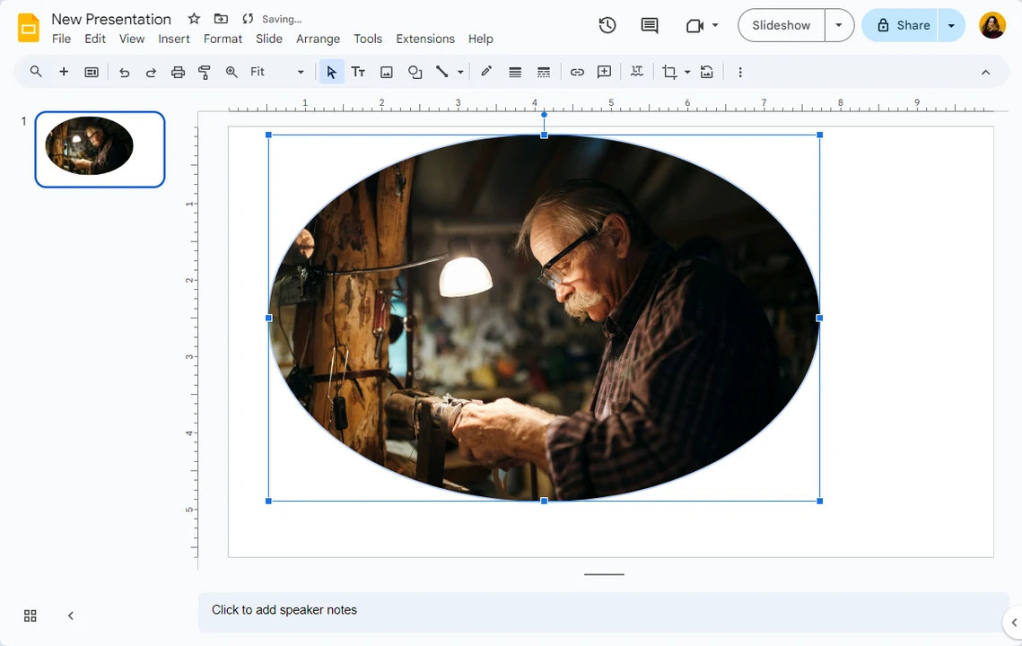 how to make an image in google slides a circle