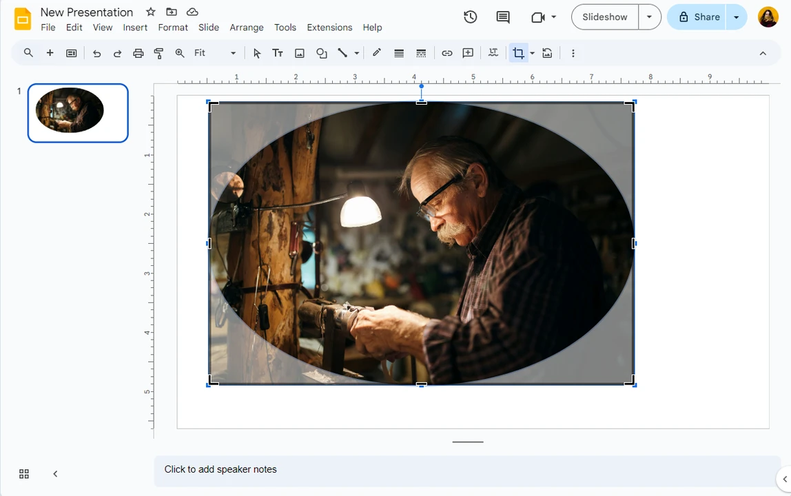 how to make an image in a circle google slides